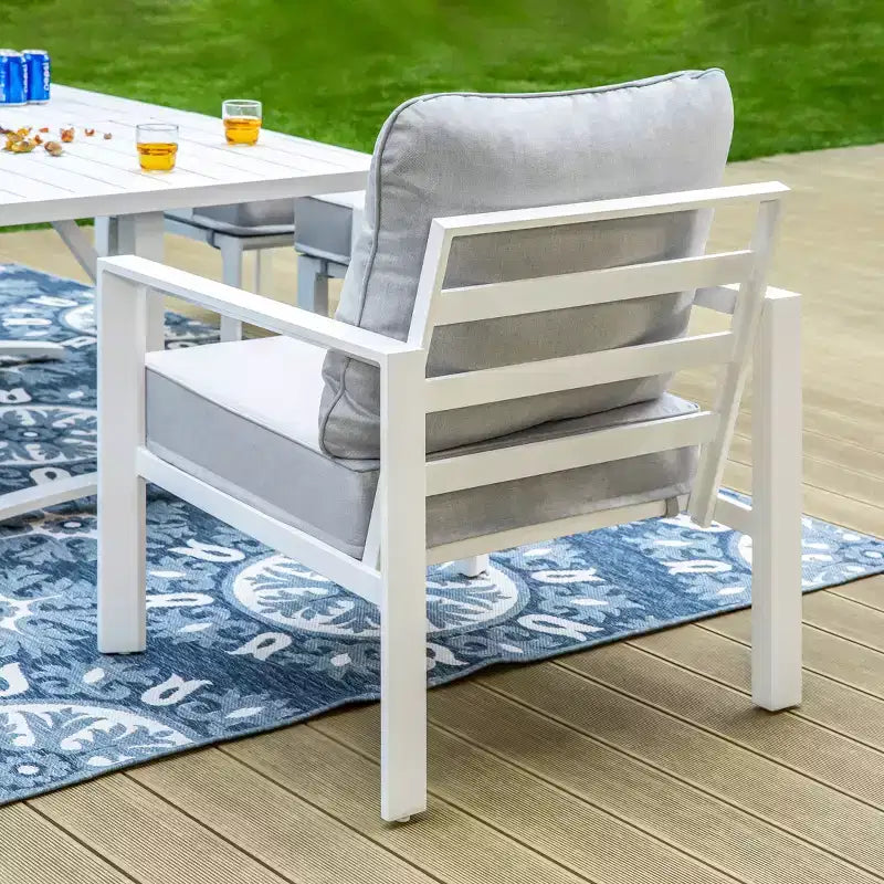 Captiva Designs Ensemble de conversation de patio extérieur moderne en aluminium 6 pièces avec table basse