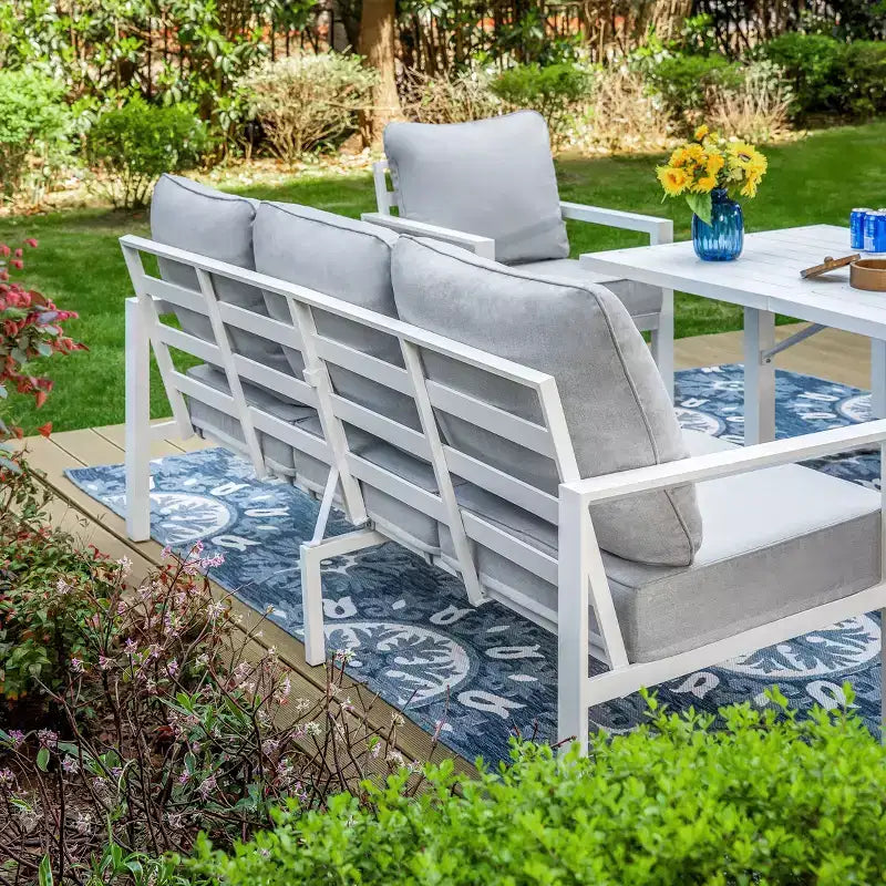 Captiva Designs Ensemble de conversation de patio extérieur moderne en aluminium 6 pièces avec table basse