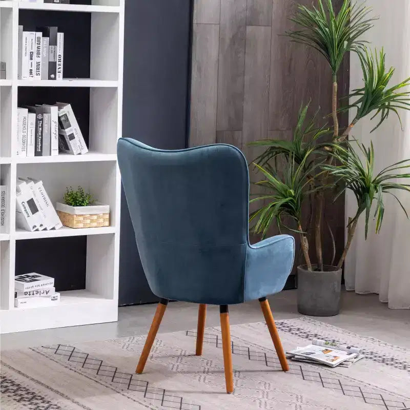 Fauteuil d'appoint contemporain en velours soyeux touffeté à dossier boutonné Roundhill Furniture Doarnin, bleu