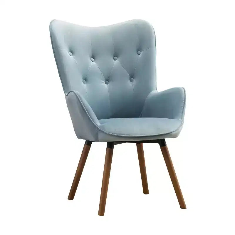 Fauteuil d'appoint contemporain en velours soyeux touffeté à dossier boutonné Roundhill Furniture Doarnin, bleu