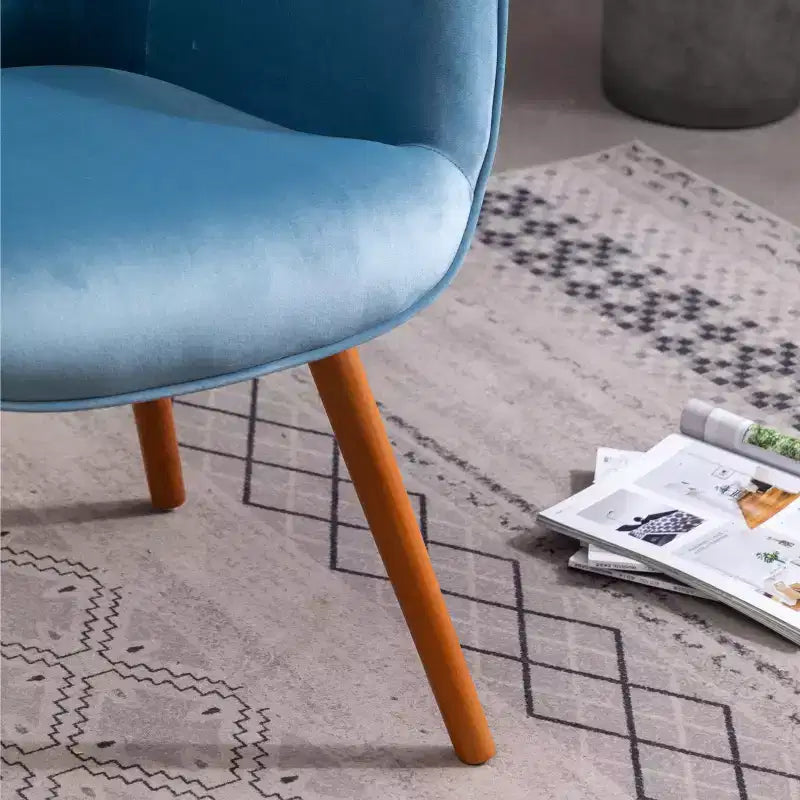 Fauteuil d'appoint contemporain en velours soyeux touffeté à dossier boutonné Roundhill Furniture Doarnin, bleu