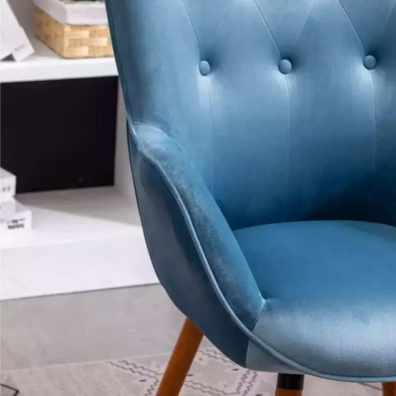 Fauteuil d'appoint contemporain en velours soyeux touffeté à dossier boutonné Roundhill Furniture Doarnin, bleu