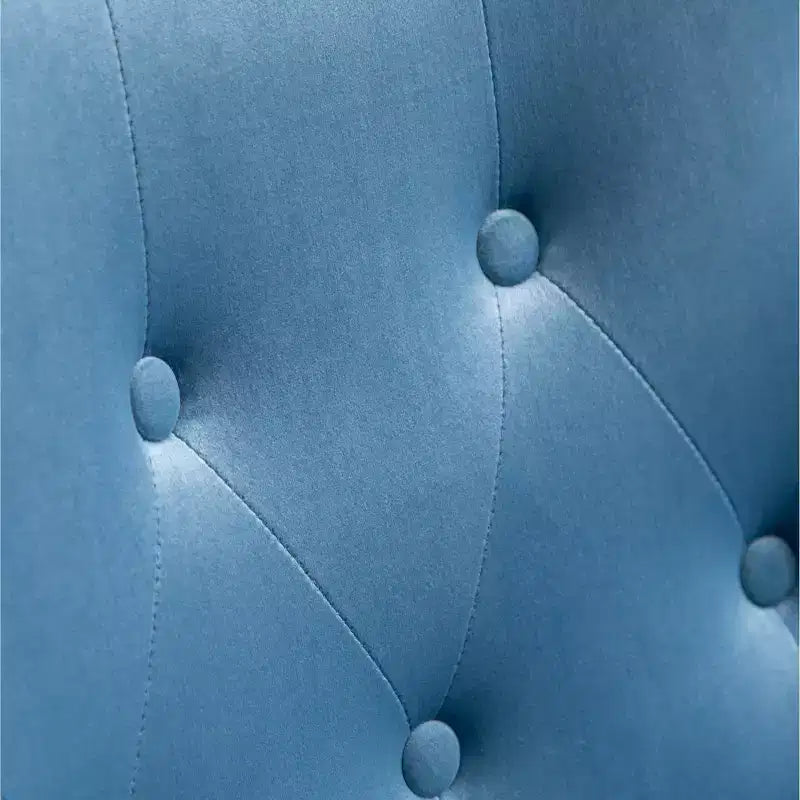 Fauteuil d'appoint contemporain en velours soyeux touffeté à dossier boutonné Roundhill Furniture Doarnin, bleu