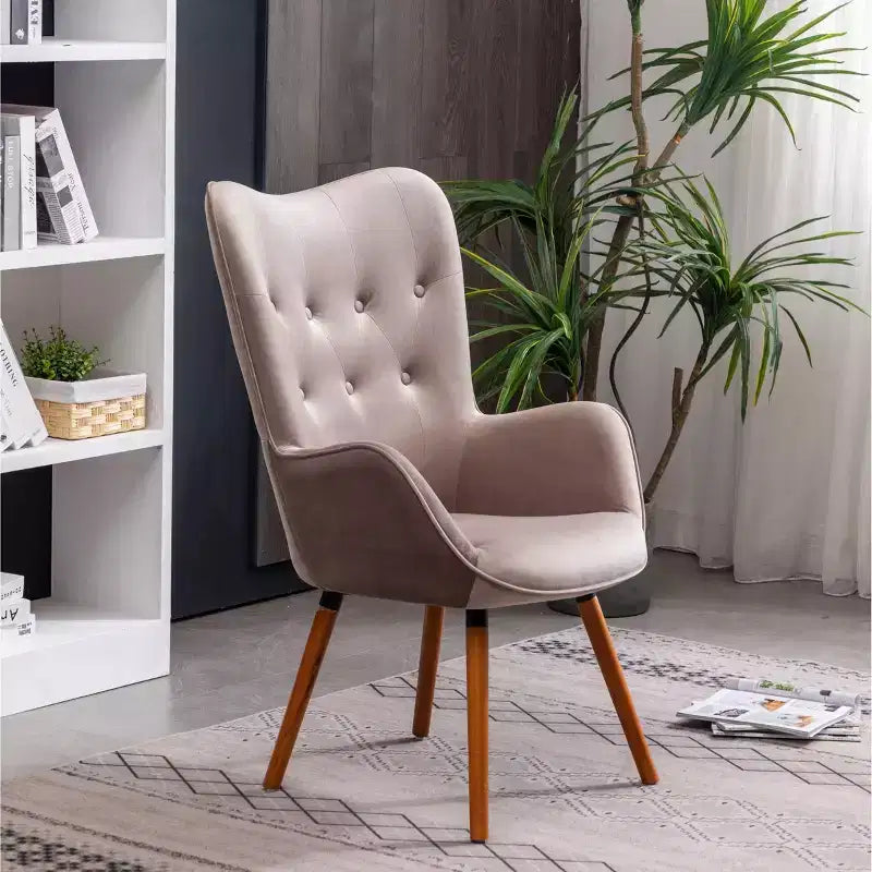 Roundhill Furniture Doarnin Fauteuil d'appoint contemporain en velours soyeux touffeté avec dossier capitonné, Chocolat