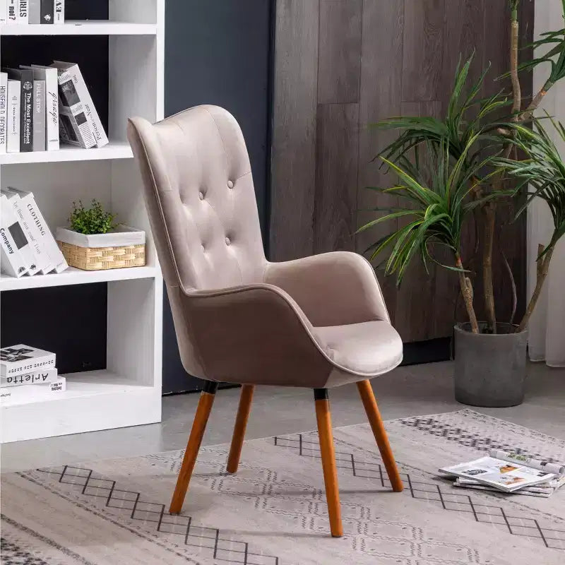 Roundhill Furniture Doarnin Fauteuil d'appoint contemporain en velours soyeux touffeté avec dossier capitonné, Chocolat