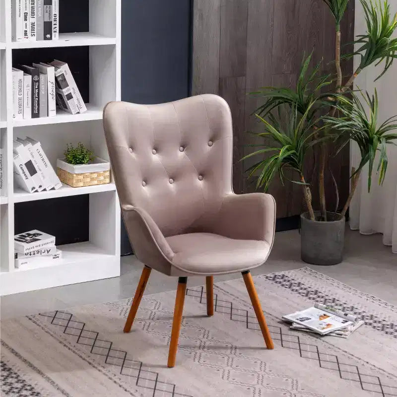 Roundhill Furniture Doarnin Fauteuil d'appoint contemporain en velours soyeux touffeté avec dossier capitonné, Chocolat