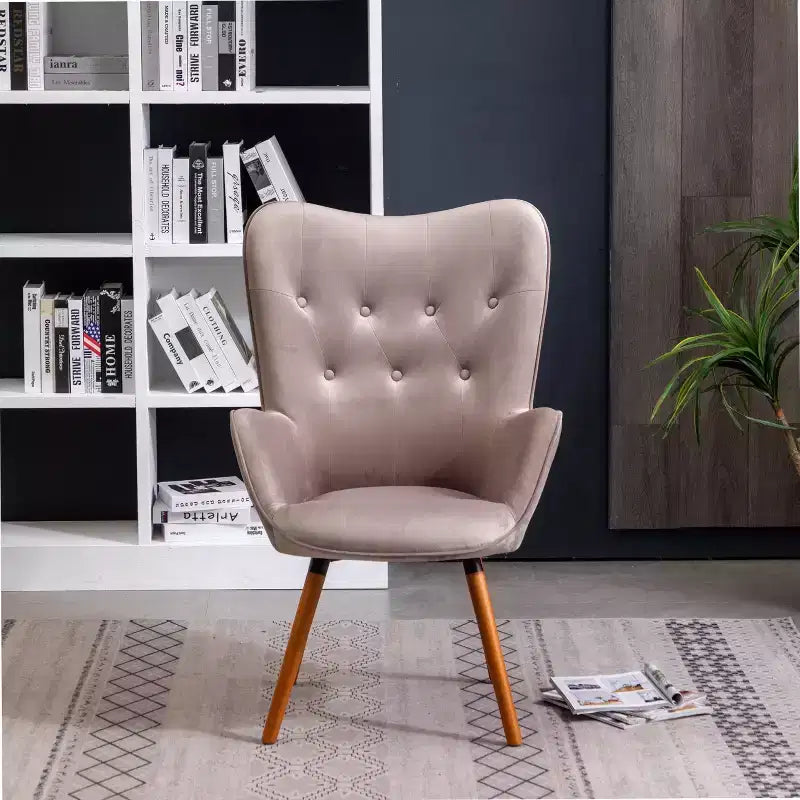 Roundhill Furniture Doarnin Fauteuil d'appoint contemporain en velours soyeux touffeté avec dossier capitonné, Chocolat