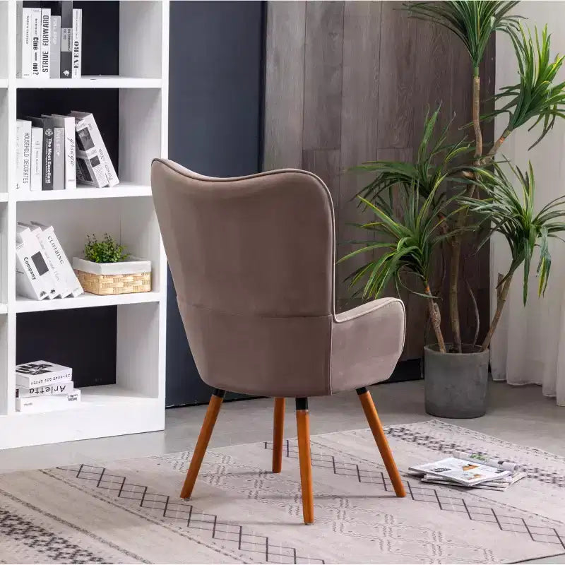 Roundhill Furniture Doarnin Fauteuil d'appoint contemporain en velours soyeux touffeté avec dossier capitonné, Chocolat