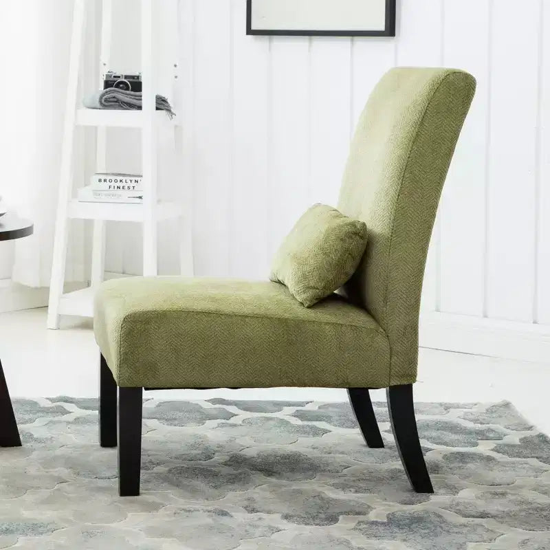 Roundhill Furniture Pisano chenille Fabric Armless Contemporary Accent Chair with Matching Kidney Pillow, Spring Green