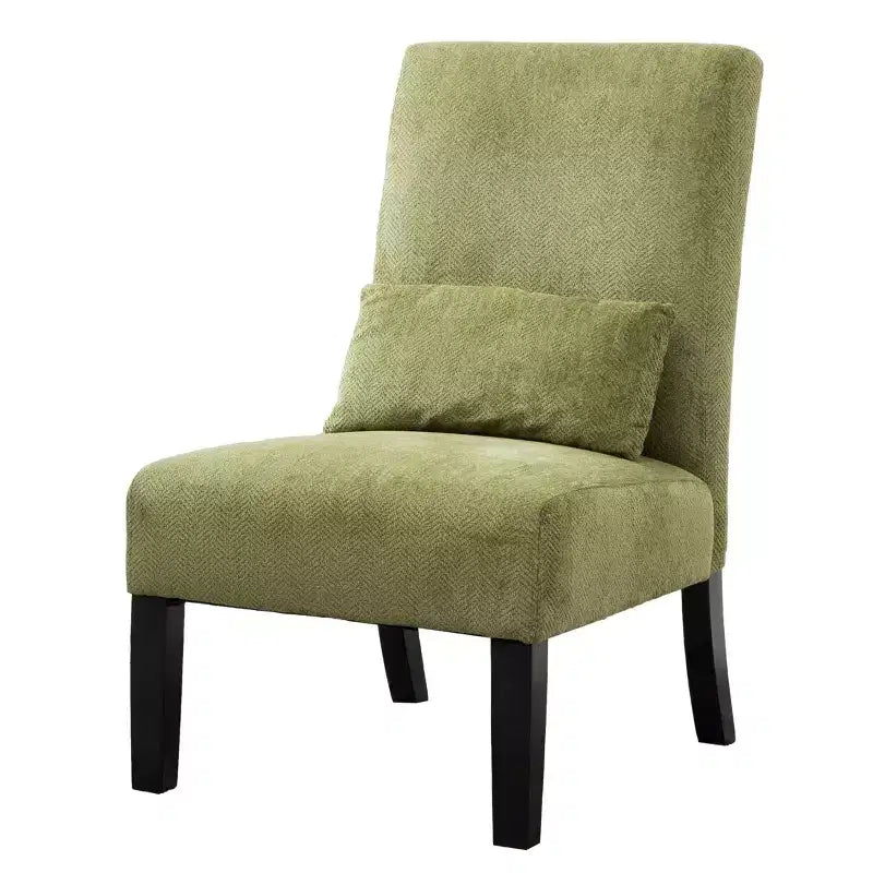 Roundhill Furniture Pisano chenille Fabric Armless Contemporary Accent Chair with Matching Kidney Pillow, Spring Green