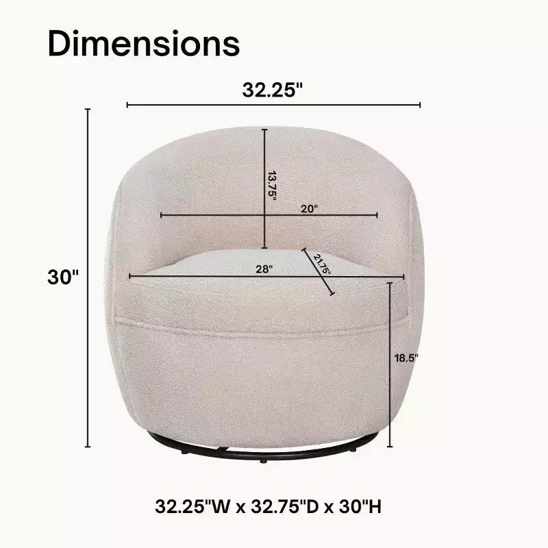 Fauteuil baril pivotant Roundhill Furniture Galleria 360 en similicuir sherpa
