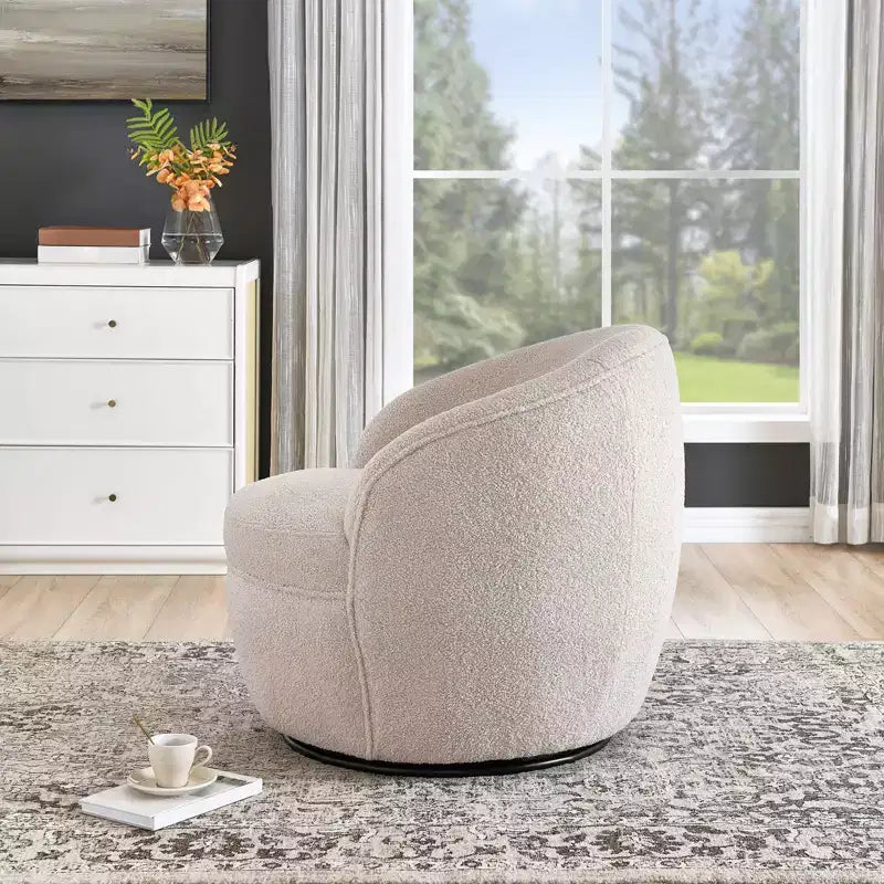 Fauteuil baril pivotant Roundhill Furniture Galleria 360 en similicuir sherpa