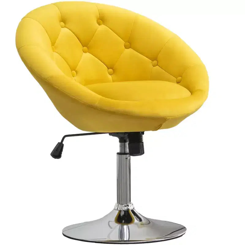 Fauteuil pivotant Roundhill Furniture Noas en velours capitonné, Jaune