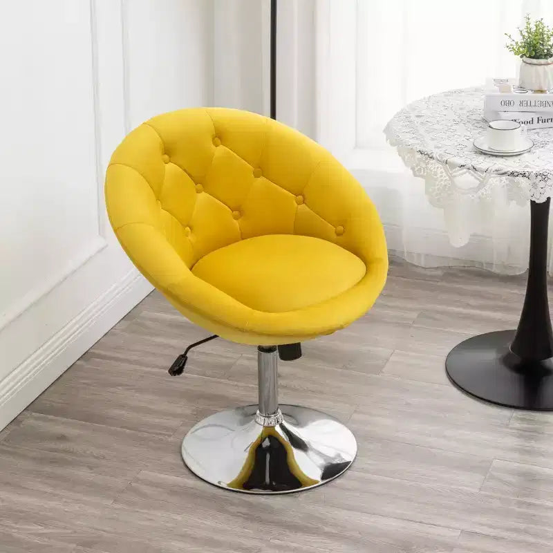 Fauteuil pivotant Roundhill Furniture Noas en velours capitonné, Jaune