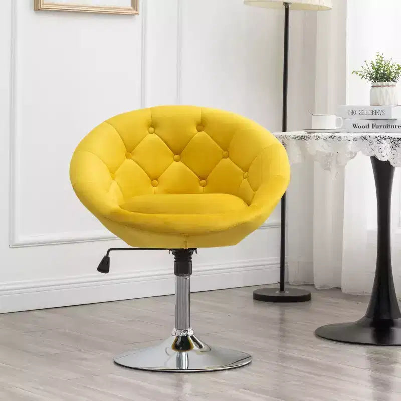 Fauteuil pivotant Roundhill Furniture Noas en velours capitonné, Jaune