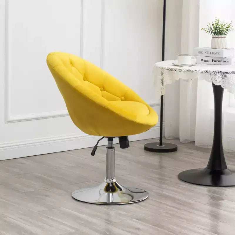 Fauteuil pivotant Roundhill Furniture Noas en velours capitonné, Jaune
