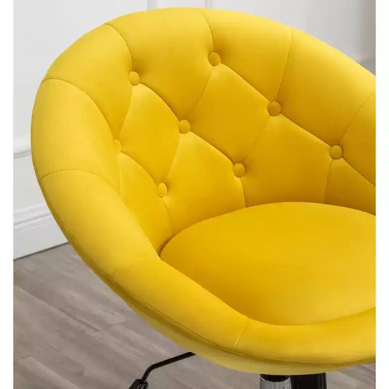 Fauteuil pivotant Roundhill Furniture Noas en velours capitonné, Jaune