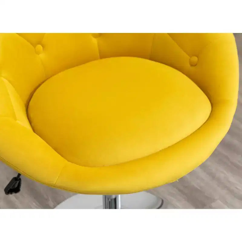 Fauteuil pivotant Roundhill Furniture Noas en velours capitonné, Jaune