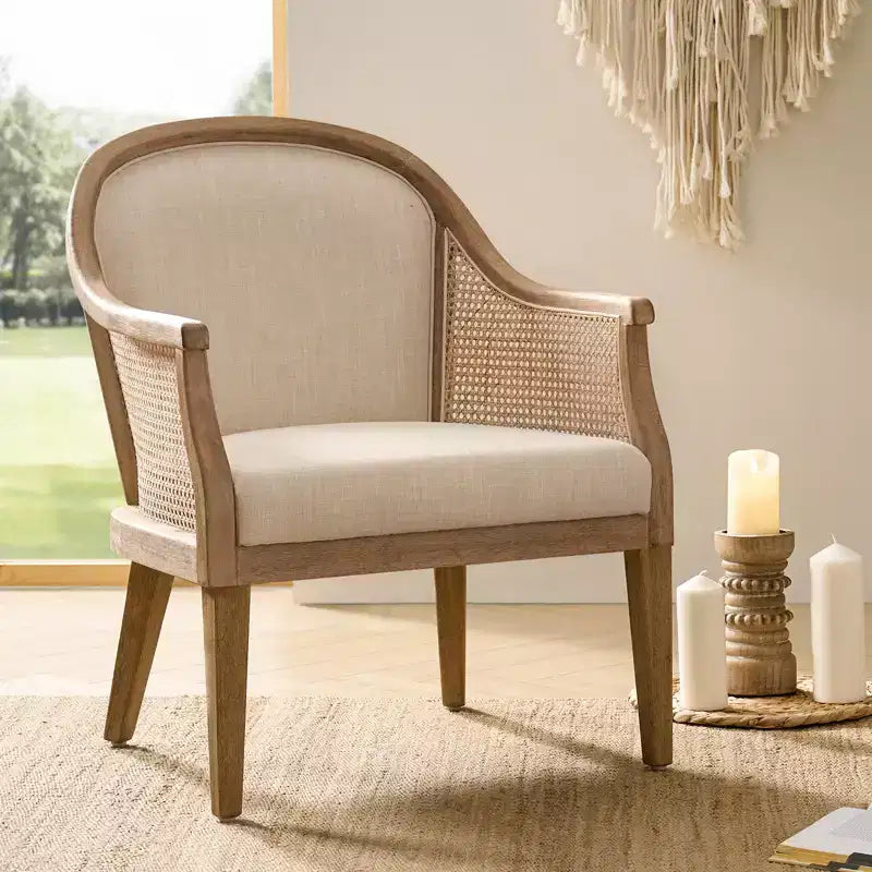 Gordon Farmhouse Rattan Solid Wood Armchair| HULALA HOME
