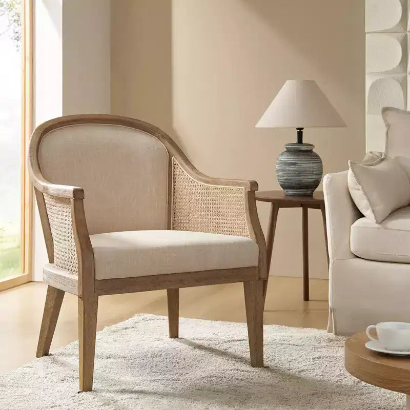Gordon Farmhouse Rattan Solid Wood Armchair| HULALA HOME