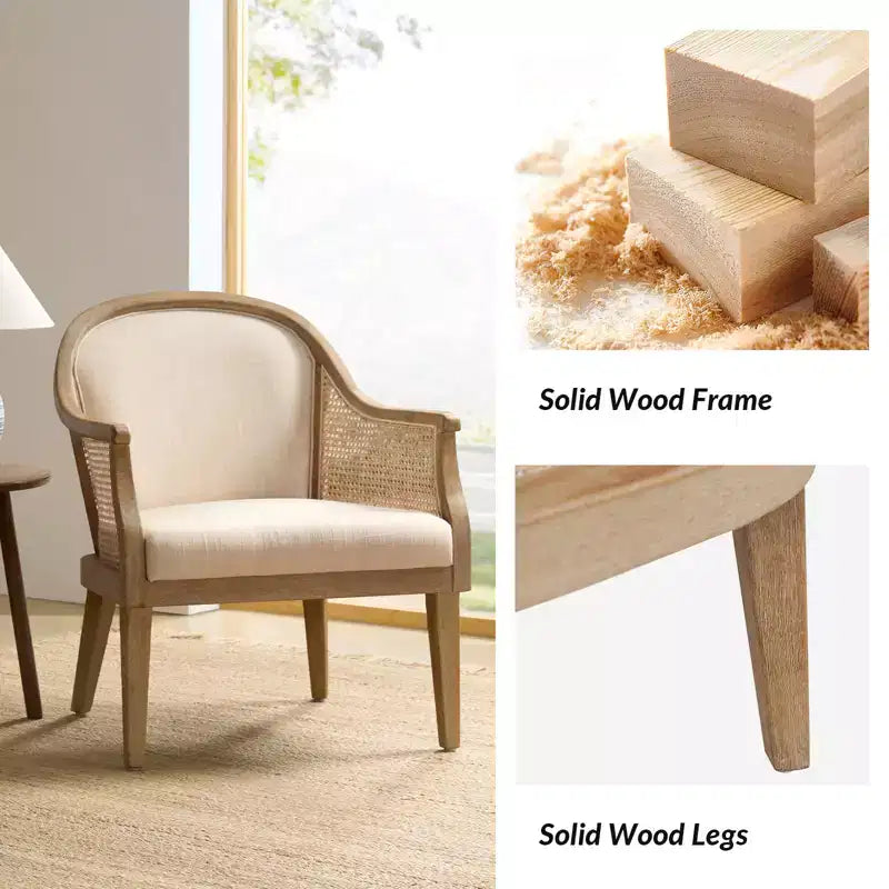 Gordon Farmhouse Rattan Solid Wood Armchair| HULALA HOME