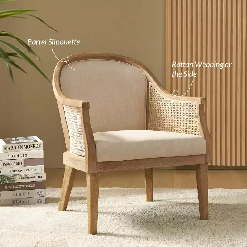 Gordon Farmhouse Rattan Solid Wood Armchair| HULALA HOME