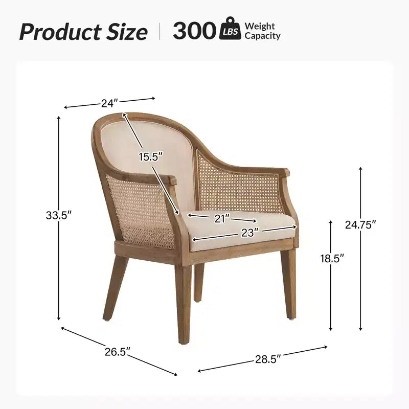 Gordon Farmhouse Rattan Solid Wood Armchair| HULALA HOME
