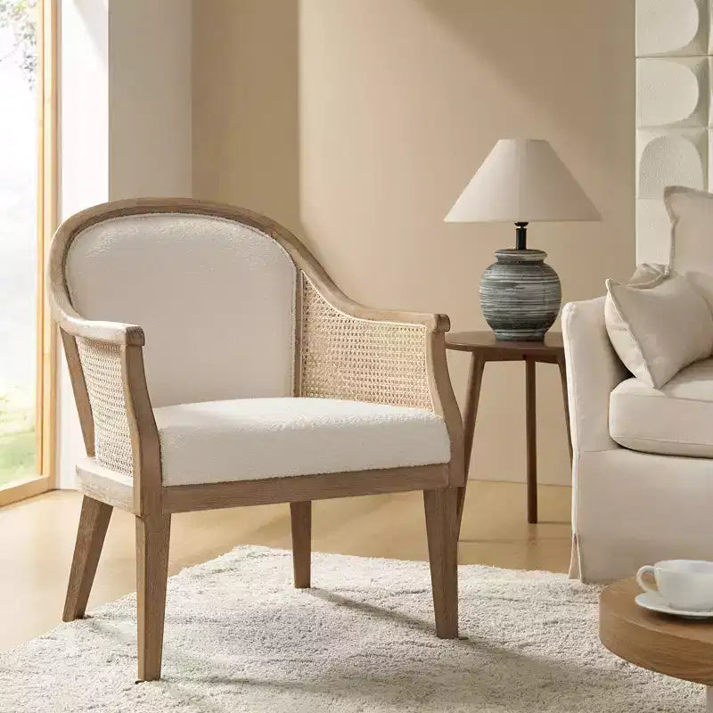 Gordon Farmhouse Rattan Solid Wood Armchair| HULALA HOME