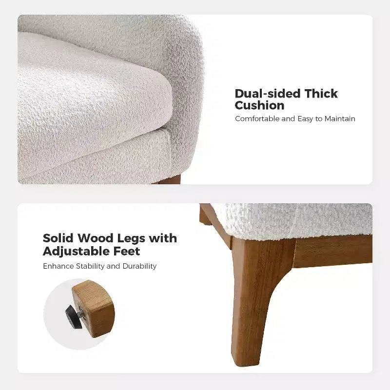 Kiian Boucle Armchair Chair Set Of 2 with solid wood legs| HULALA HOME