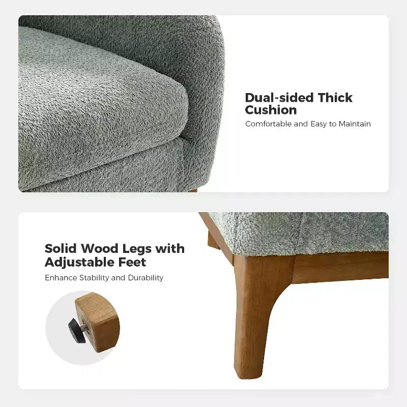 Kiian Boucle Armchair Chair Set Of 2 with solid wood legs| HULALA HOME