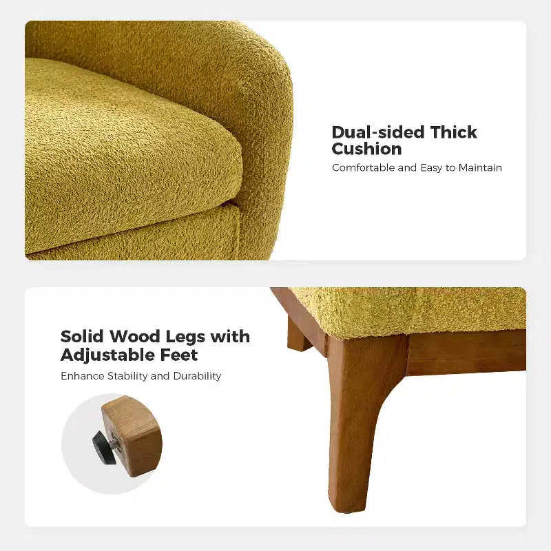 Kiian Boucle Armchair Chair Set Of 2 with solid wood legs| HULALA HOME