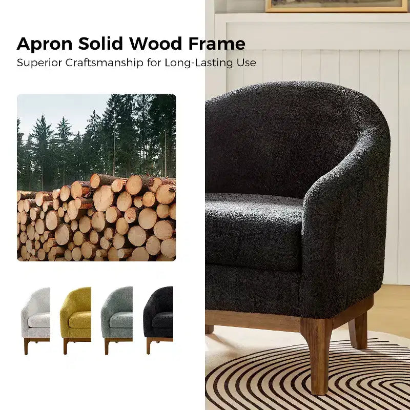 Kiian Boucle Armchair Chair Set Of 2 with solid wood legs| HULALA HOME