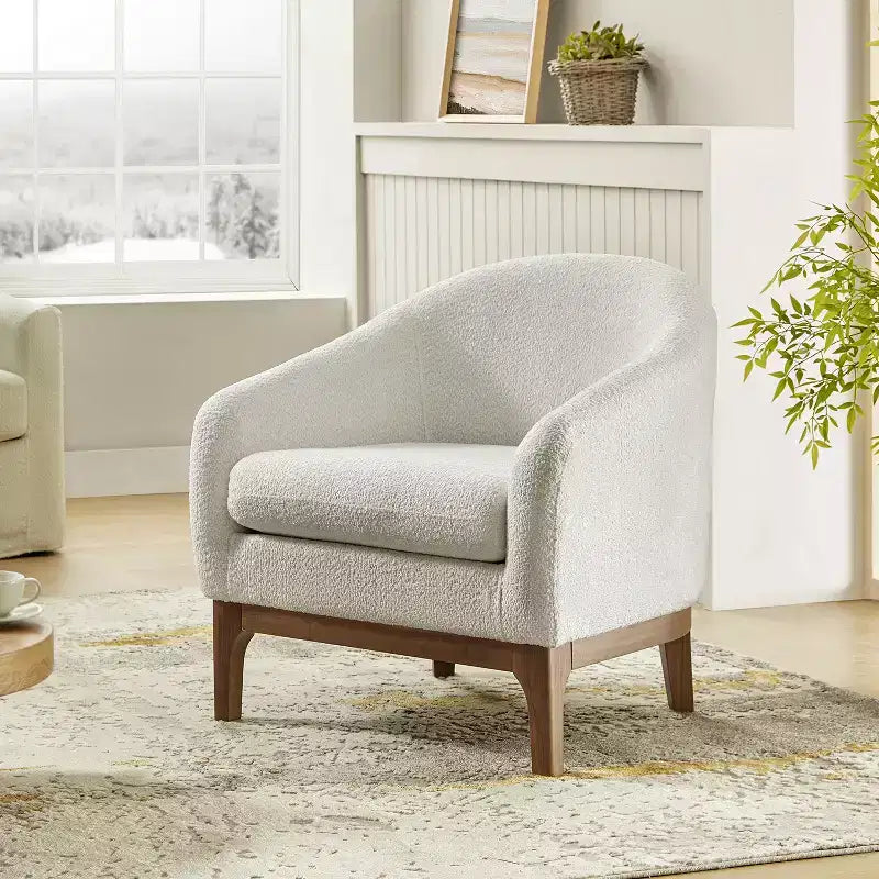 Fauteuil Kiian Boucle avec pieds en bois massif | HULALA HOME