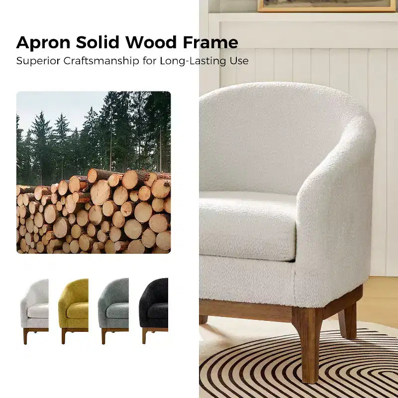 Fauteuil Kiian Boucle avec pieds en bois massif | HULALA HOME