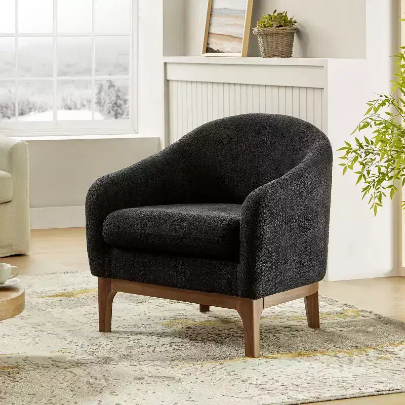 Fauteuil Kiian Boucle avec pieds en bois massif | HULALA HOME
