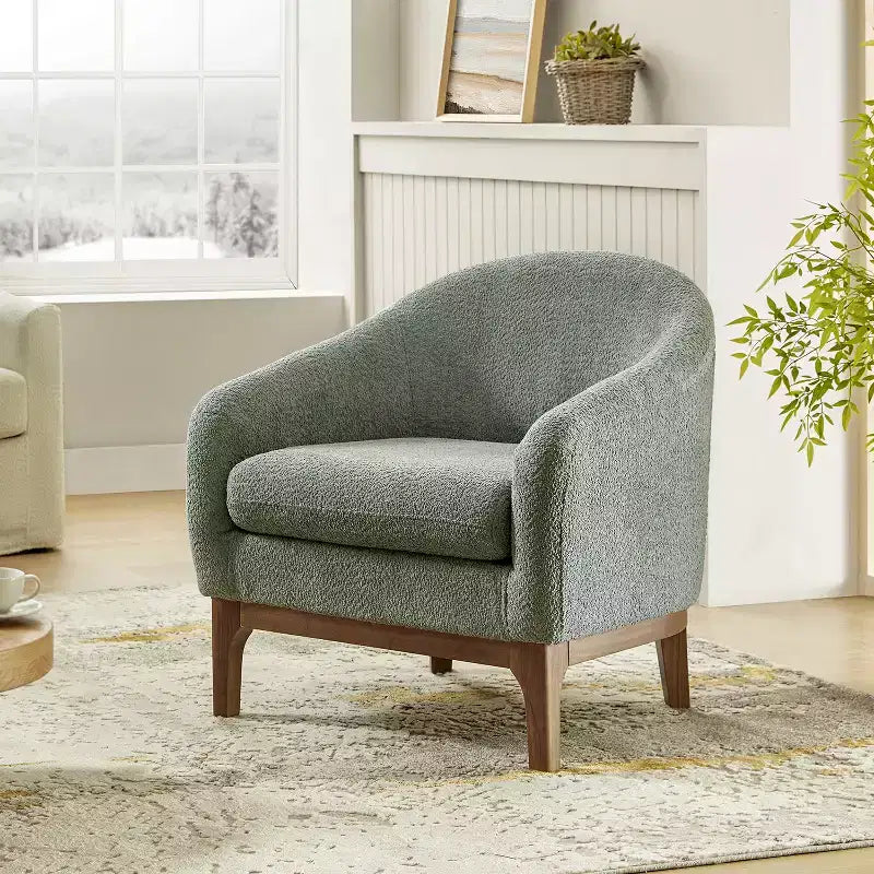 Fauteuil Kiian Boucle avec pieds en bois massif | HULALA HOME