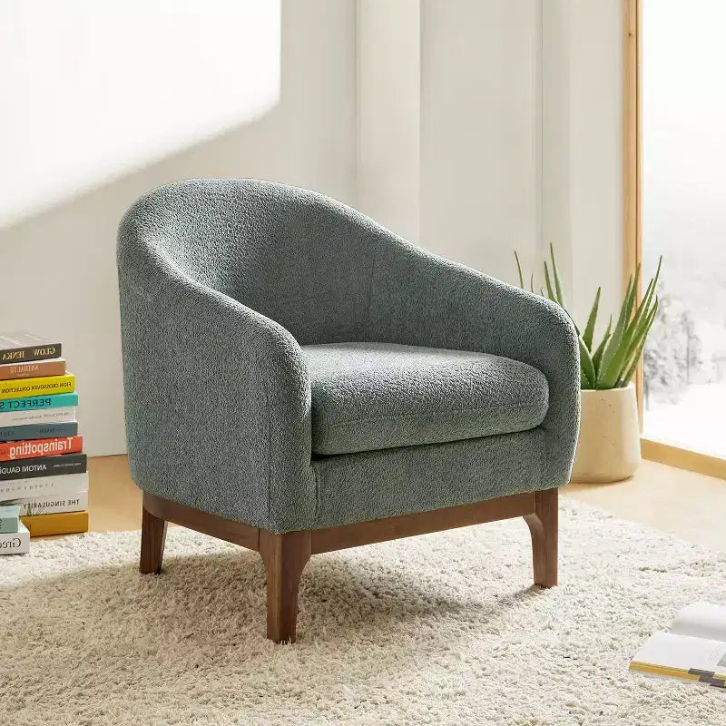 Fauteuil Kiian Boucle avec pieds en bois massif | HULALA HOME