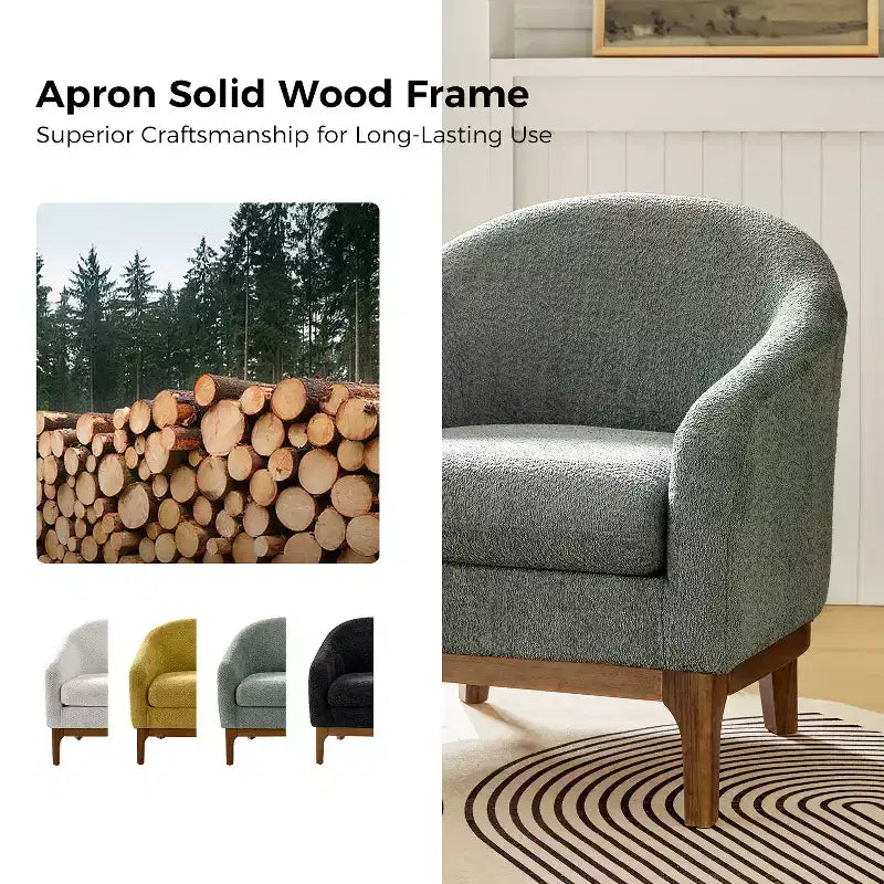 Fauteuil Kiian Boucle avec pieds en bois massif | HULALA HOME