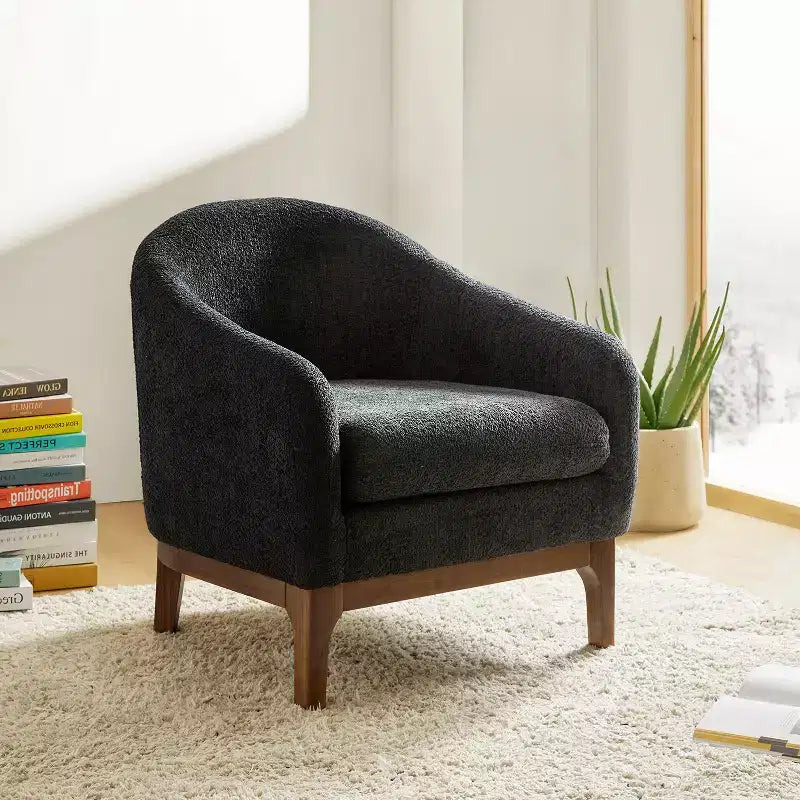 Fauteuil Kiian Boucle avec pieds en bois massif | HULALA HOME