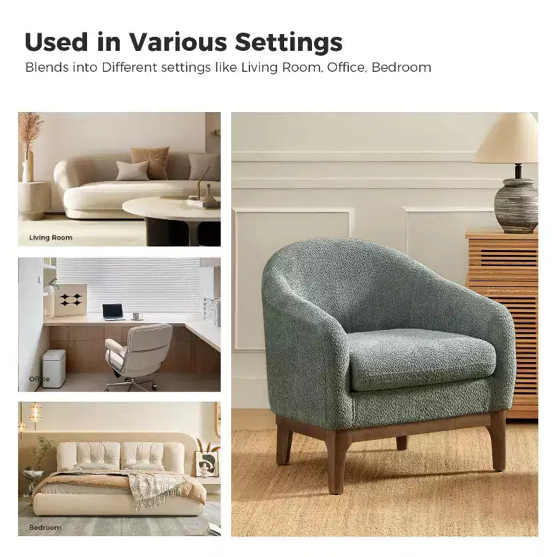 Fauteuil Kiian Boucle avec pieds en bois massif | HULALA HOME
