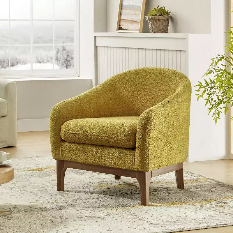 Fauteuil Kiian Boucle avec pieds en bois massif | HULALA HOME