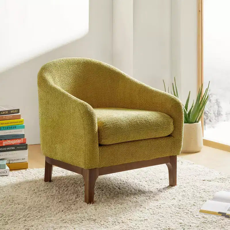 Fauteuil Kiian Boucle avec pieds en bois massif | HULALA HOME