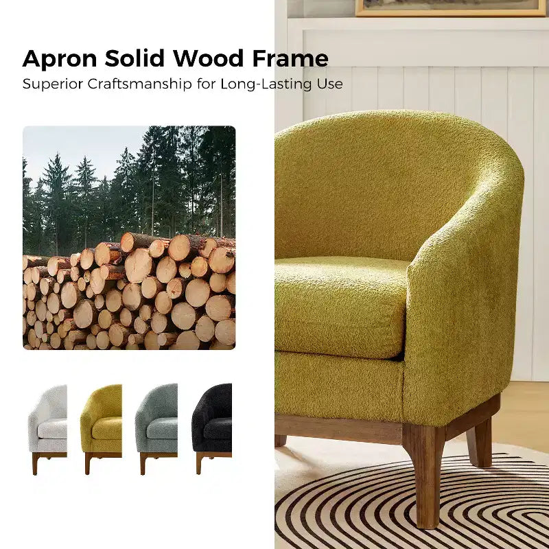 Fauteuil Kiian Boucle avec pieds en bois massif | HULALA HOME
