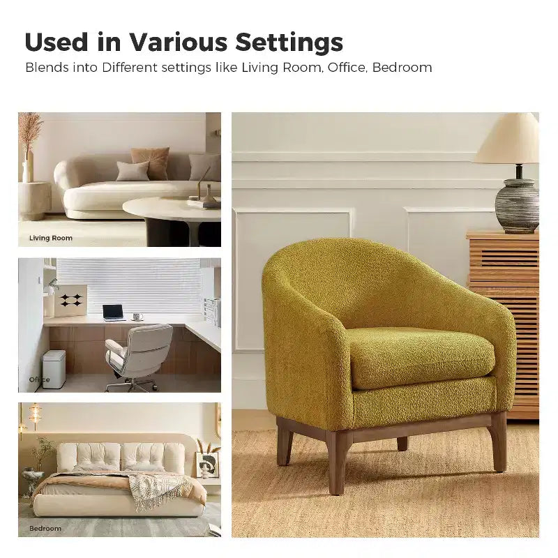 Fauteuil Kiian Boucle avec pieds en bois massif | HULALA HOME