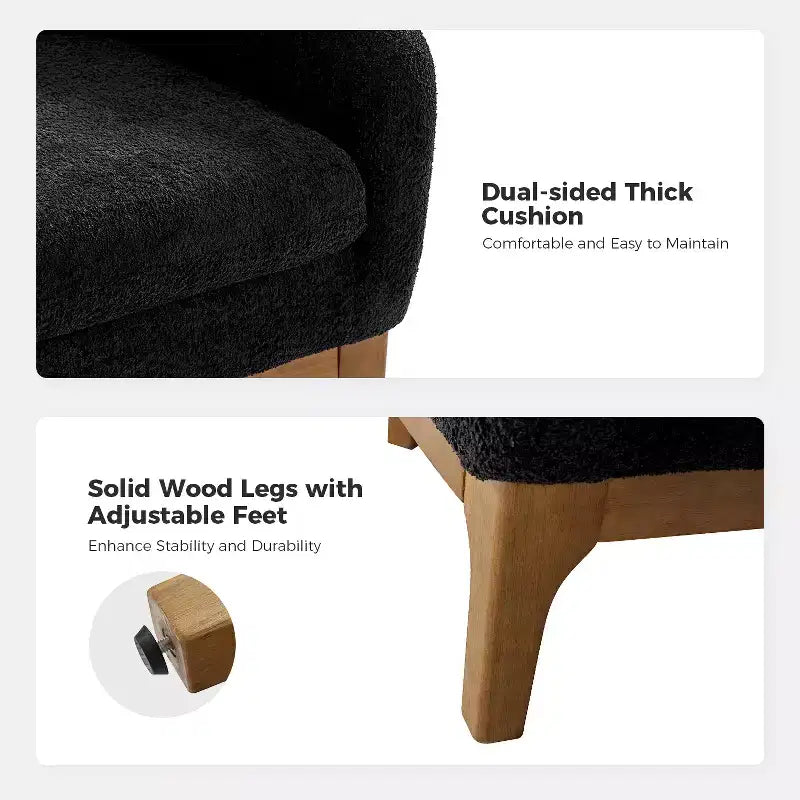 Fauteuil Kiian Boucle avec pieds en bois massif | HULALA HOME