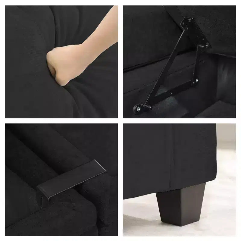 Fauteuil de rangement Hyleory en chenille avec pouf, Fauteuil capitonné confortable avec accoudoirs pour salon ou chambre à coucher