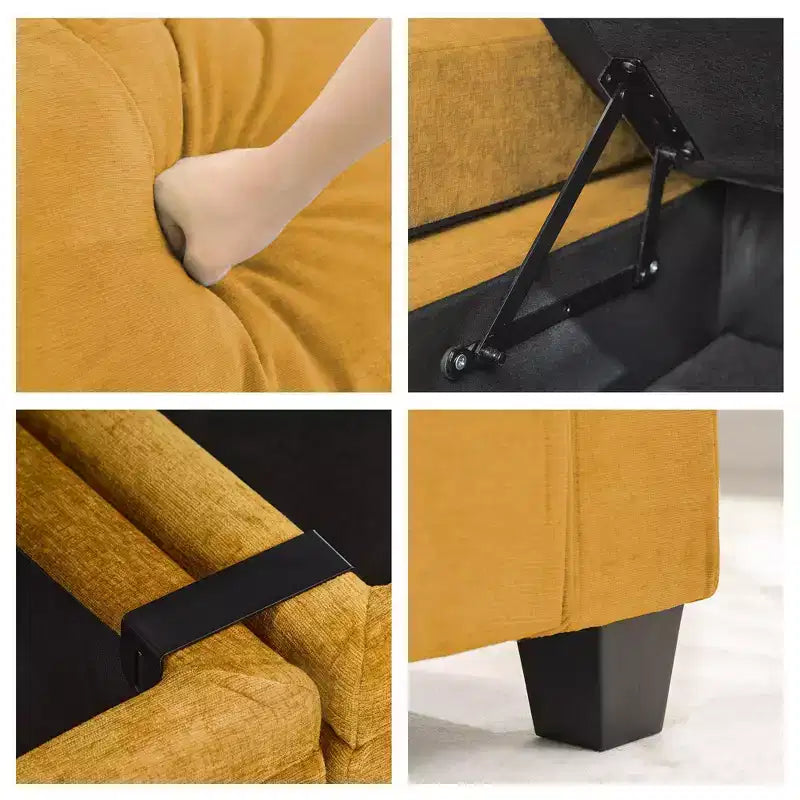 Fauteuil de rangement Hyleory en chenille avec pouf, Fauteuil capitonné confortable avec accoudoirs pour salon ou chambre à coucher