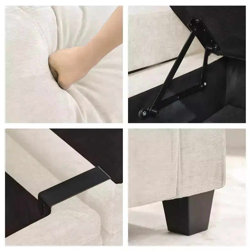 Fauteuil de rangement Hyleory en chenille avec pouf, Fauteuil capitonné confortable avec accoudoirs pour salon ou chambre à coucher