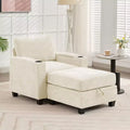 Fauteuil de rangement Hyleory en chenille avec pouf, Fauteuil capitonné confortable avec accoudoirs pour salon ou chambre à coucher