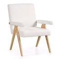 Costway 1/2 PCS Mid-Century Modern Accent Chair with Solid Rubber Wood Frame and Padded Armrests